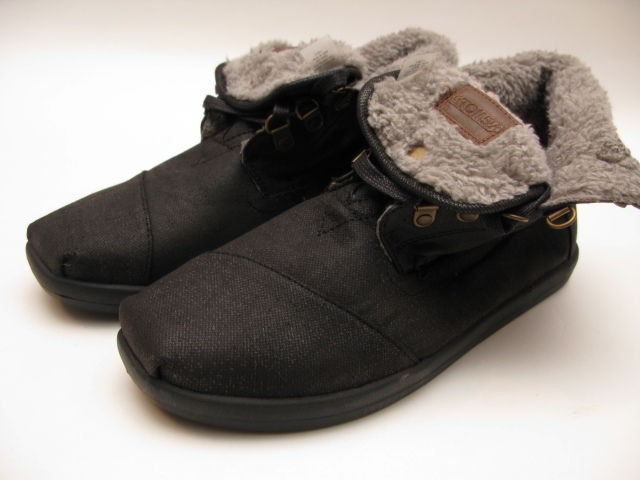 TOMS MENS WAXED CANVAS BOTAS   BLACK HIGHLAND FLEECE