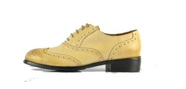 Antoine + Stanley Clara Beige vintage style lace up brogue