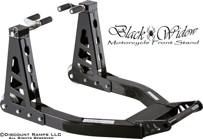 NEW BLACK WIDOW FRONT FORK WHEEL LIFT MOTORCYCLE STAND PADDOCK STANDS 