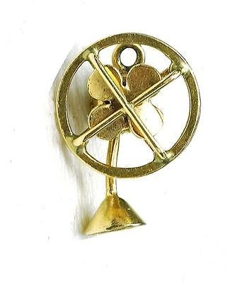 Antique 14 yellow gold Movable Desk FAN Charm 40s