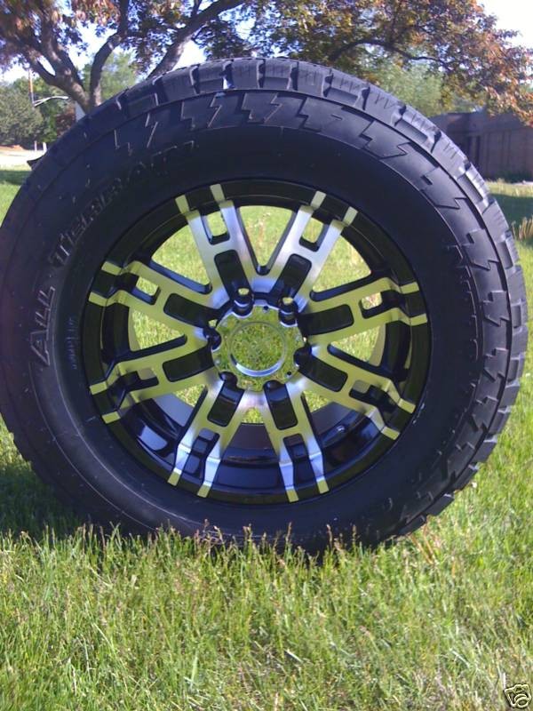 HELO BLACK RIM AND TIRE NITTO TERRA GRAPPLER 18 TRUCKS