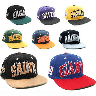 NFL Football Vintage Retro Snap Back Flat Bill Hat Ball Cap   Assorted 