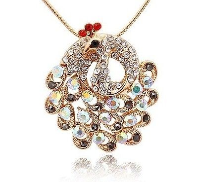 Noble Swarovski crystal Fashion Peacock Pendant With Chain Hot Selling