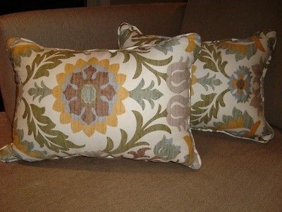 Two Waverly Santa Maria Pebble Pillows Flower Floral Damask Ikat