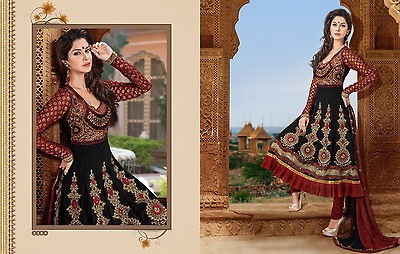 Indian Bollywood Ethnic Designer Black Anarkali with Full Length 