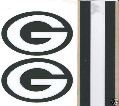 Green Bay Packers FULL SIZE FOOTBALL HELMET DECALS W/STRIPE