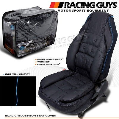 NISSAN TOYOTA MAZDA BLACK+BLUE NEON STRIPE VIP STYLE PCV LEATHER CAR 