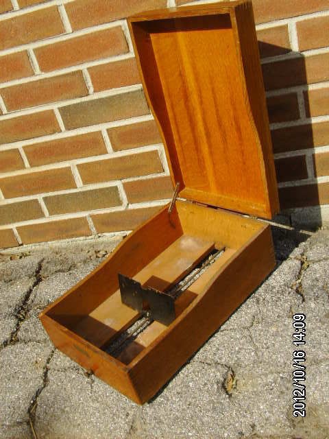   antique dove tailed oak MILLER DAVIS CO office filing box cabinet