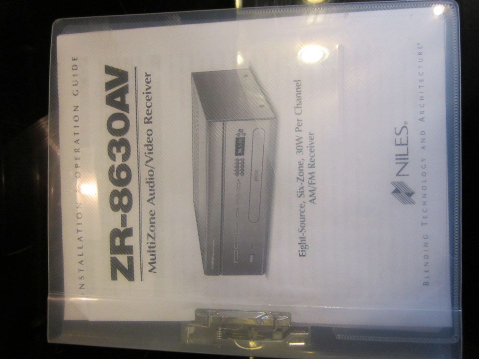 Niles ZR 8630AV Receiver zr 4630 Installation Operation Manual 