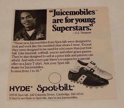 1976 O.J. SIMPSON Spot Bilt shoes ad ~ JUICEMOBILES