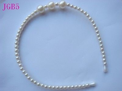 1PCS WHITE KOREAN GIRLS WOMEN GLASS PEARL BEADS HEADBAND HAIRBAND HAIR 