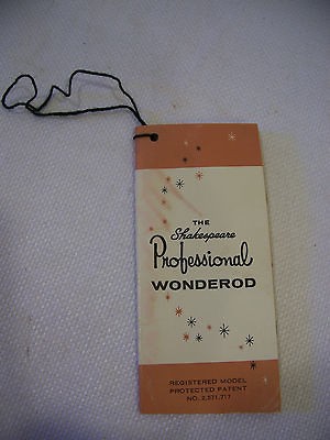 VINTAGE SHAKESPEARE WONDEROD REGISTRATION PAPER HANG TAG CARD FISHING 