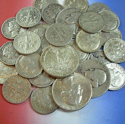   PACK◄ Pre 1965 90% SILVER U.S. Coins Quarters Dimes US 1964↓junk