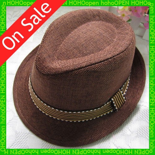 Smart Child Boys Girls Kids Straw Flax Cowboy Fedora Jazz Top Hat 