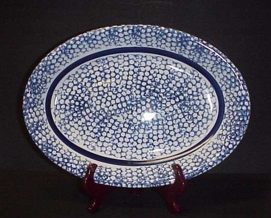 LA PRIMULA S.R.L. ITALY PASTA SERVING BOWL DISH SPONGE BLUE & WHITE 16 