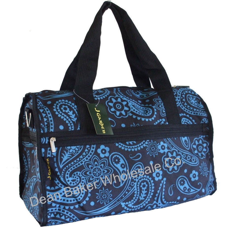 Paisley Duffle Tote Bag Carry on Black Blue