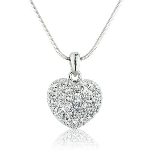   JEWELLERY 14K SILVER STUNNING CRYSTAL HEART PENDANT  UK XMAS GIFT