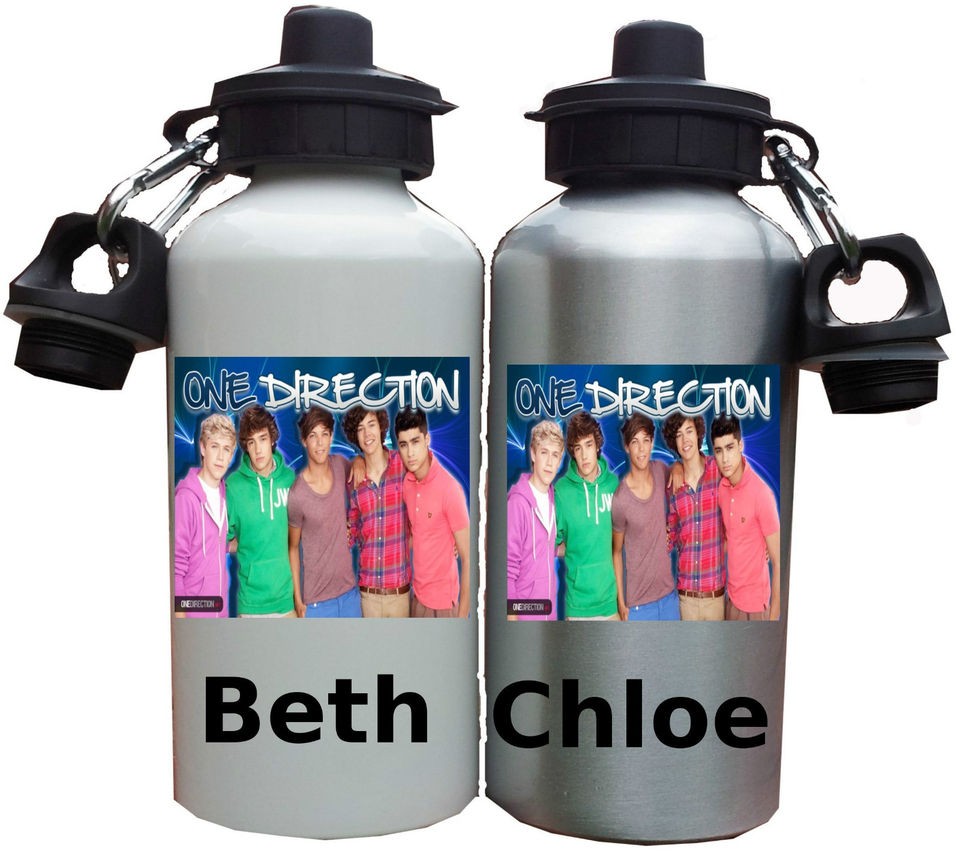 one direction 1D water bottle personalised FREE kids school football 