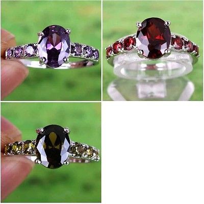 417a0 markdown sale Amethyst Garnet Peridot Gems Silver Ring Sz 9 6 7 