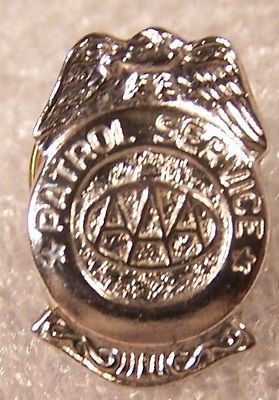 AAA SAFETY PATROL PIN BADGE DP MARK NO CARD ¾ SILVER TONED