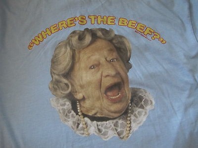 EUC Wendys Wheres The Beef T Shirt Blue Adult XL Clara Peller