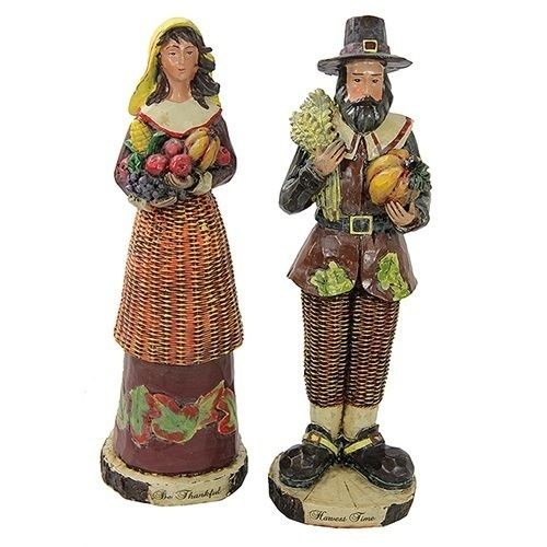 Harvest Time Thanksgiving Pilgrim Couple 10 Set Of 2 Figurines With 