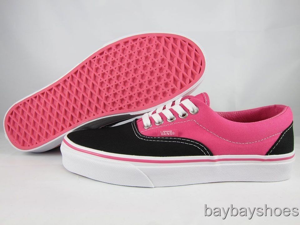 VANS ERA BLACK/SHOCKING PINK/WHITE CLASSIC SKATE MENS ALL SIZES