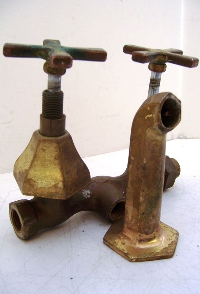   ANTIQUE MUELLER SUPPLY MIXER WATER FAUCET IN WALL TYPE PLUMBING