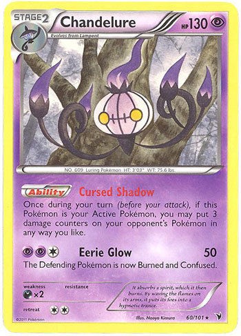 Pokemon Card   Noble Victories 60/101   CHANDELURE (rare)   NM/Mint