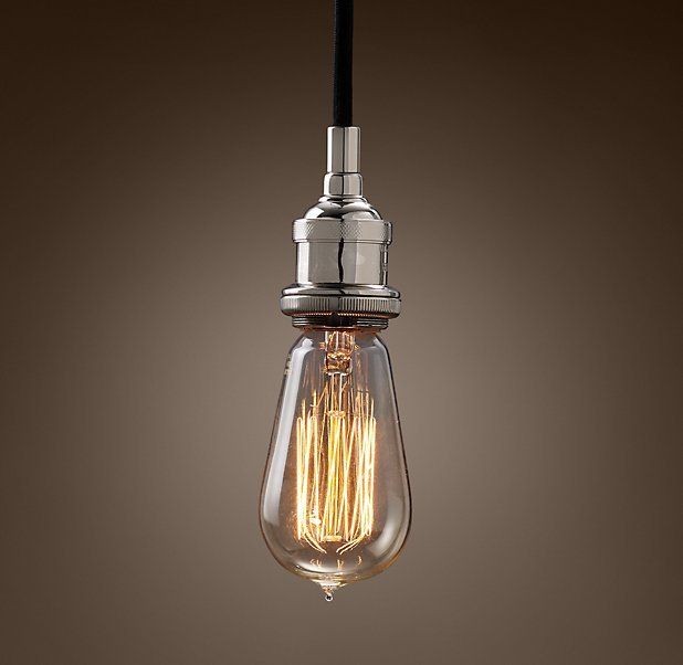 RESTORATION HARDWARE BARE BULB FILAMENT PENDANT POLISHED NICKEL