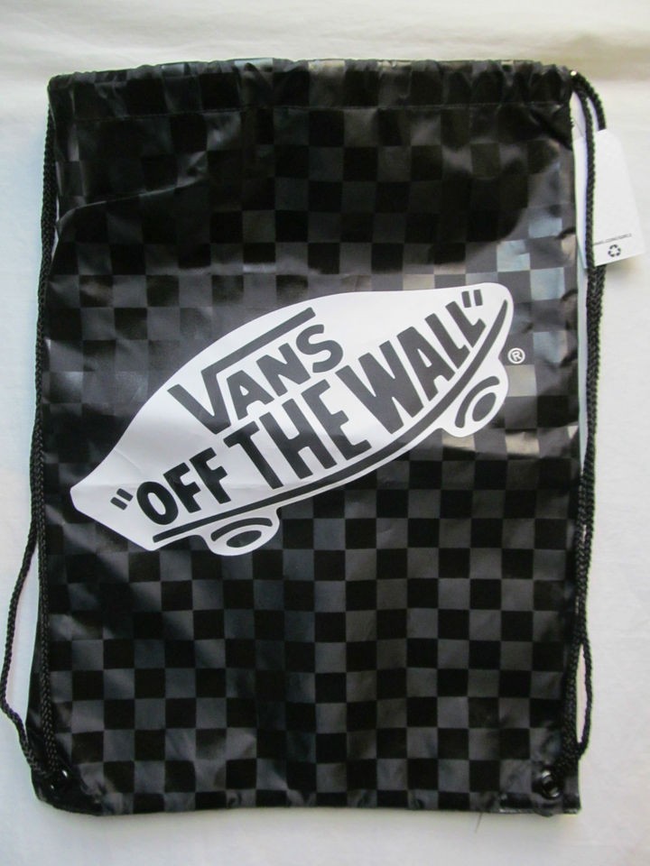   MENS VANS OFF THE WALL TRANING BAG~LOGO SACK BACKPACK CHECKER BLACK