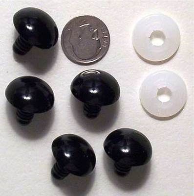 50 Animal DOLL Craft EYES w/WASHERS ~ 18mm SOLID BLACK