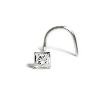 Princess Cut Square Diamond Nose Stud 3pt in Choice of Gold