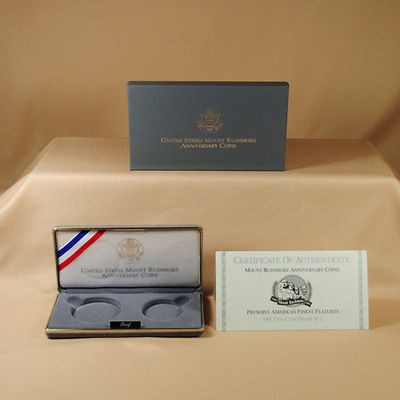 1991 Proof Mount Rushmore Half Dollar and Dollar 2 Coin Set Box OGP 