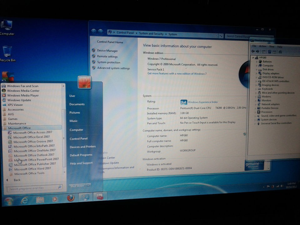 HP G60 235DX 16 (320 GB, Intel Dual Core, 2 GHz, 3 GB RAM) Win 7 