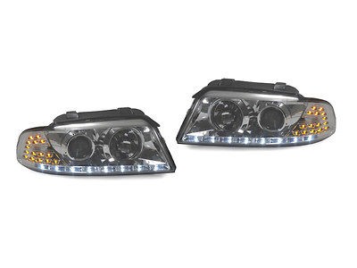   97 98 AUDI A4 B5 R8 STYLE DRL PROJECTOR HEADLIGHTS + LED SIGNAL LIGHTS