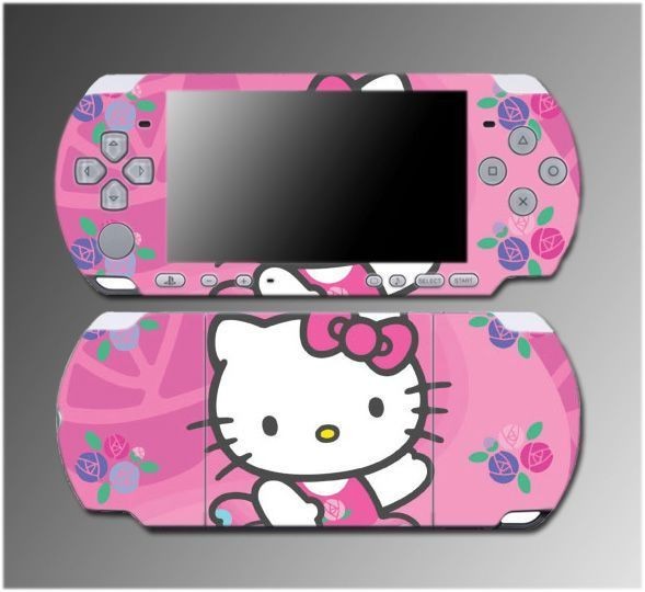   Pink Hearts Flowers Princess Girl Game Skin #7 for Sony PSP Slim 3000