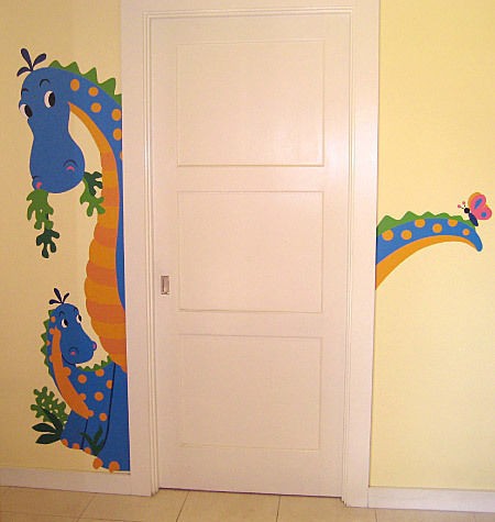 Peek A Saurus Door Hugger GIANT vinyl wall stickers MURAL dinosaur 