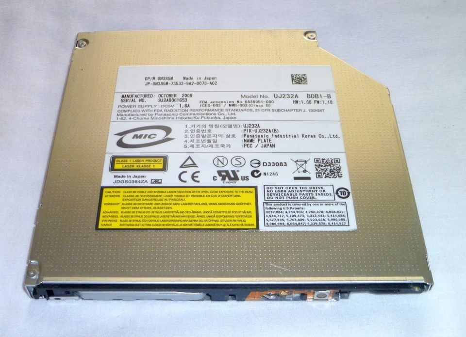 OEM Dell Precision M6400 M6500 M6600 BLURAY Burner BD RE UJ232A N385M 