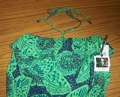 NWT Jessica Simpson Pop Art Tribal Romper in Poison Green Sz S