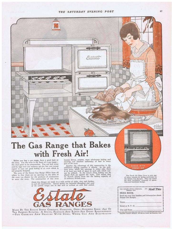 1922 =VINTAGE AD   ESTATE GAS RANGE 3 4