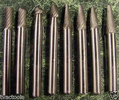 8pc. 1/4 CARBIDE BURR SET new Reamer tool honer ream