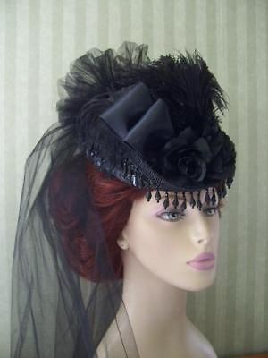 Victorian~Ladies~Mini Riding Hat~Topper~Races~Mini Top~SASS~Steampunk 