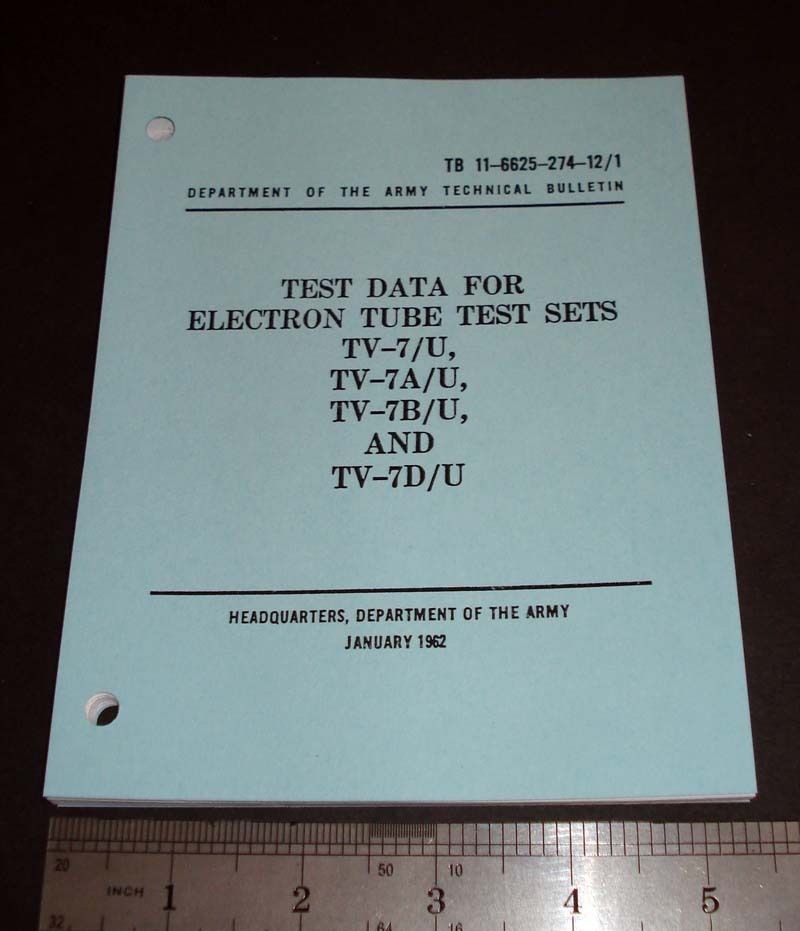 TV 7 TV 7A/B/D Tube Tester Test Data 5x7 Mini Booklet