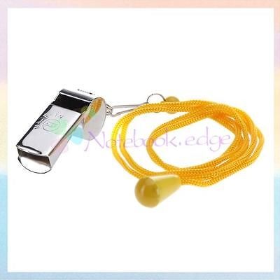 Metal Referee Whistle Football Soccer Dog Training with Yellow Nylon 