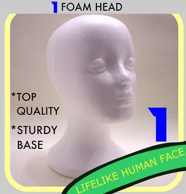 FEMALE FOAM STYROFOAM MANNEQUIN HEAD WIG HAT MODEL