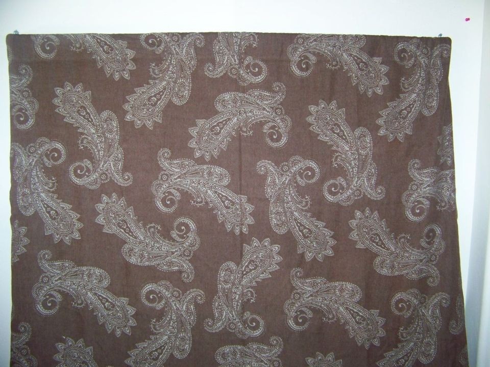 VERY HEAVY ROOM DARKENING BROWN & WHITE PAISLEY SET OF CURTAINS 54 