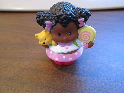 Fisher Price Little People AA girl with teddy multicultural set family 