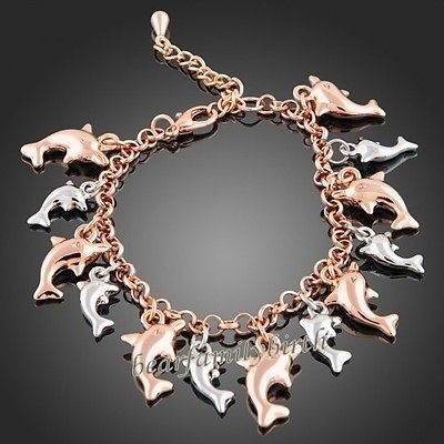 18K white and rose gold GP dolphin bracelet B215