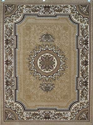 Huge Giant New 52 x 74 6x8 Area Rug Isfahan Cream Beige Wool Blend 